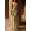 Pleated Patchwork Slit Maxi Dress