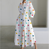 White Multi-Colors Polka